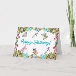 Tarjeta Flores acuáticas vírgenes felices de cumpleaños