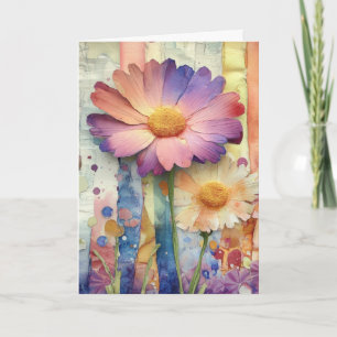 Tarjeta Flores alegres y extravagantes, saludo doblado