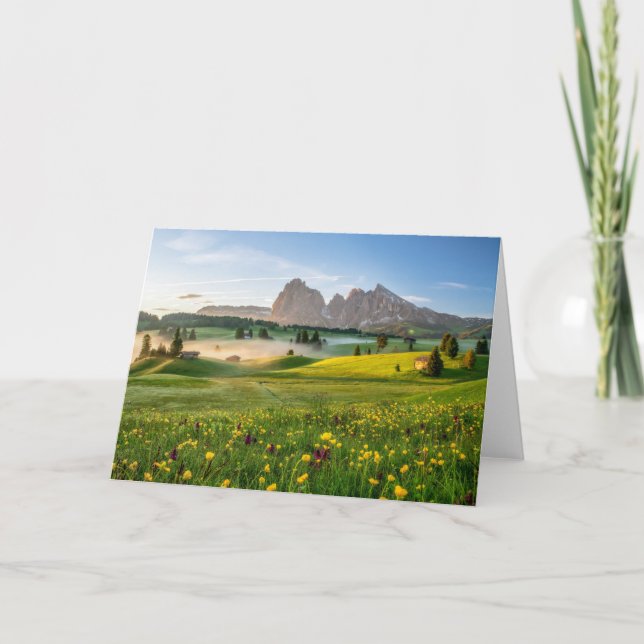 Tarjeta Flores | Alpe de primavera de Siusi Langkofel (Anverso)