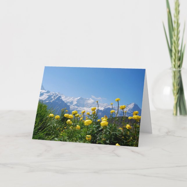 Tarjeta Flores | Alpes suizos Eiger Monch (Anverso)