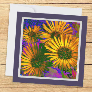 Tarjeta Flores Amarillas Arte Elegante Floral En Blanco Bo