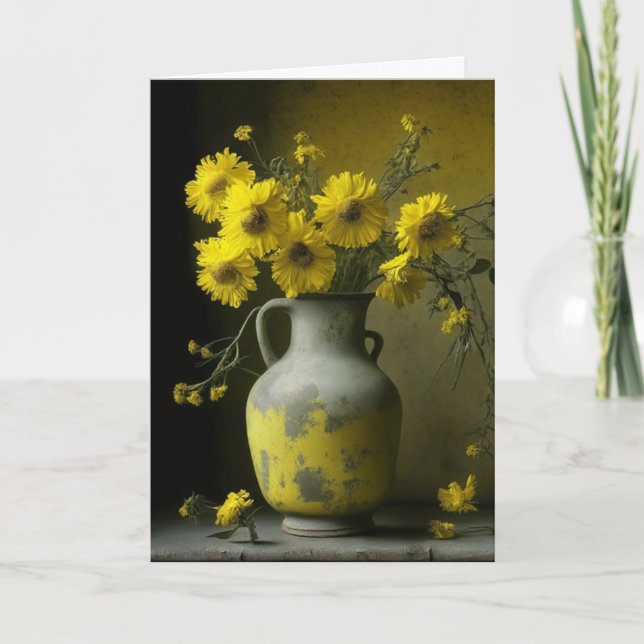 Tarjeta Flores Amarillas Bonitas | Feliz Cumpleaños (Anverso)