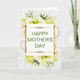 Tarjeta Flores Amarillas y Margaritas Día de la Madre