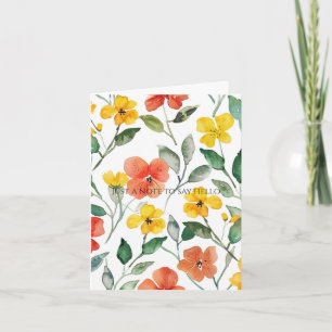 Tarjeta Flores Anaranjadas Amarillas Pensando en Ti