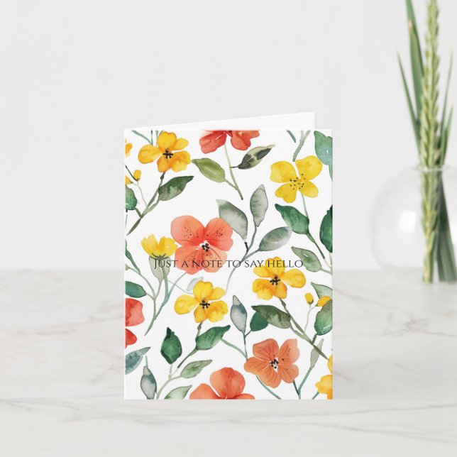 Tarjeta Flores Anaranjadas Amarillas Pensando en Ti (Anverso)