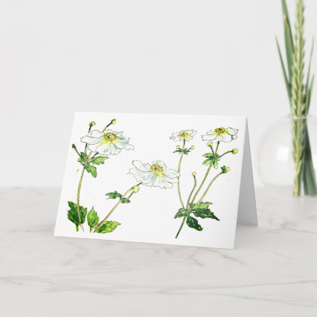Tarjeta Flores - Anenomas japonesas (Anverso)