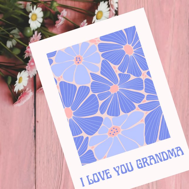 Tarjeta flores azules en polvo simples para la abuela (Subido por el creador)
