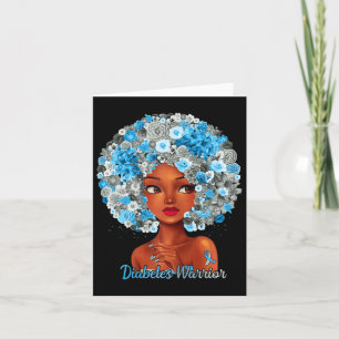 Tarjeta Flores azules grises afro cabello negro mujer diab