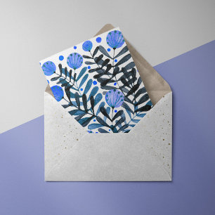 Tarjeta Flores azules y follaje caprichosos