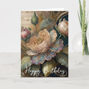 Tarjeta flores barrocas cumpleaños