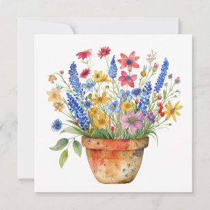 Tarjeta Flores Bastante Caprichosas en Maceta Pensando en