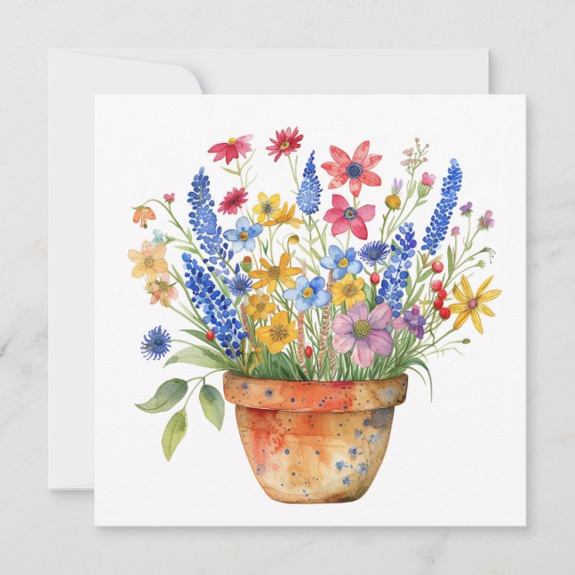 Tarjeta Flores Bastante Caprichosas en Maceta Pensando en  (Anverso)