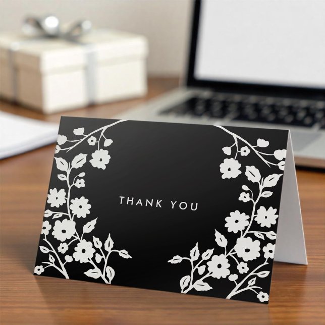 Tarjeta Flores blancas de folclore negras Gracias Personal (Subido por el creador)