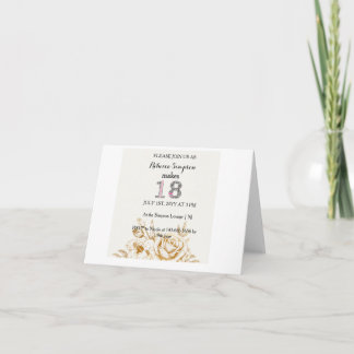 Tarjeta Flores blancas de oro modernas | 18.º cumpleaños