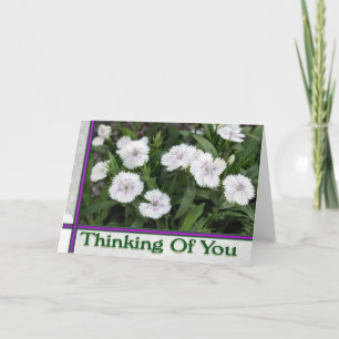 Tarjeta flores blancas pensando en ti