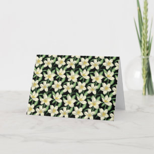 Tarjeta Flores blancas sin costuras trópicas hoja verde