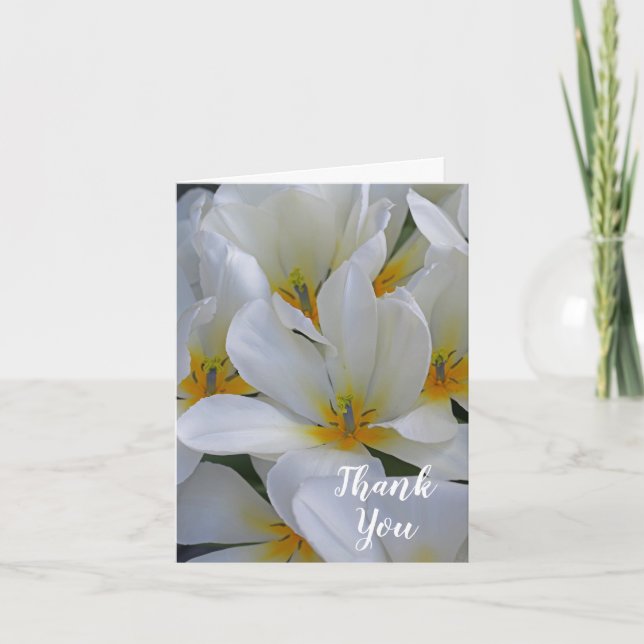 Tarjeta Flores blancas y amarillas gracias (Anverso)