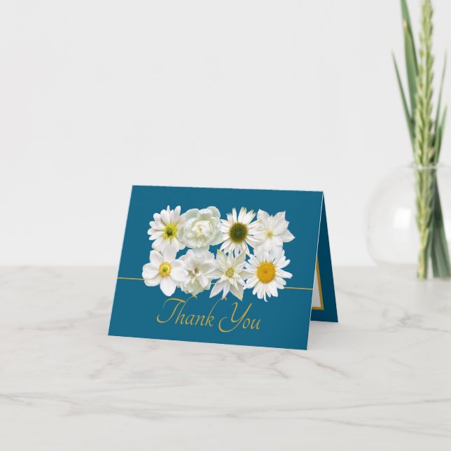 Tarjeta Flores Botánicas Blancas Modernas Agradecimiento E (Anverso)