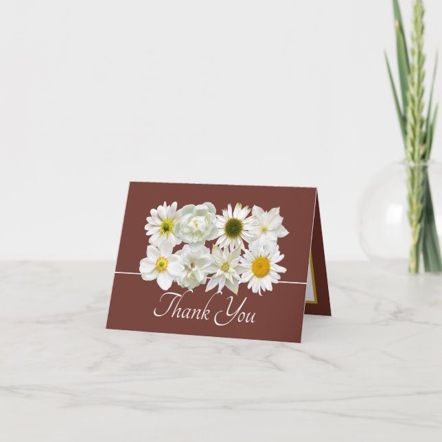 Tarjeta Flores Botánicas Blancas Modernas Elegantes Gracia (Anverso)