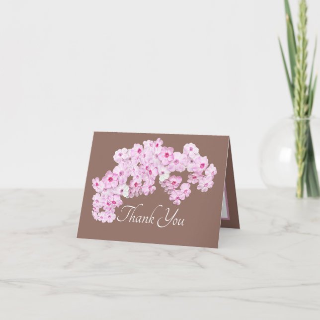 Tarjeta Flores Botánicas de Agradecimiento Rosadas Bonitas (Anverso)