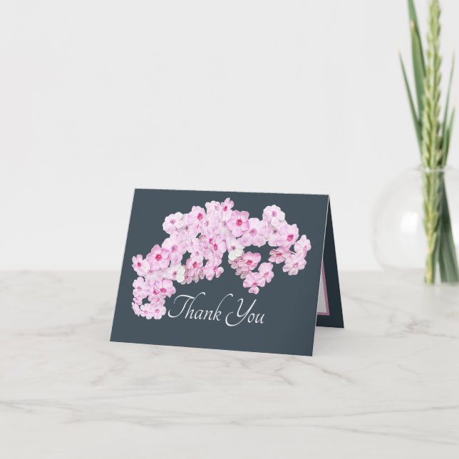 Tarjeta Flores Botánicas de Agradecimiento Rosadas Lindas (Anverso)