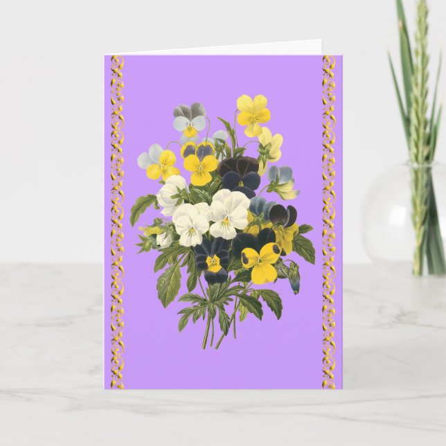 Tarjeta Flores botánicas de las violetas del feliz (Anverso)