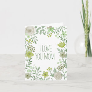 Tarjeta Flores botánicas verde claro te quiero mamá
