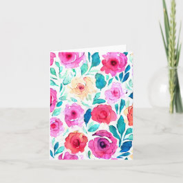 Tarjeta Flores brillantes de acuarela personalizables