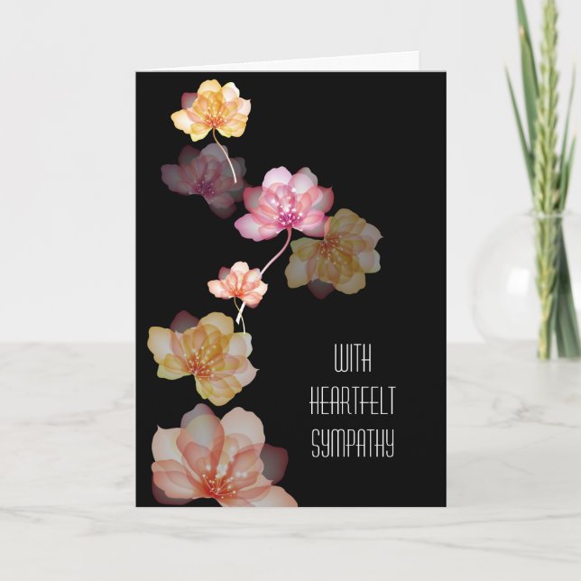 Tarjeta Flores brillantes en la simpatía negra (Anverso)