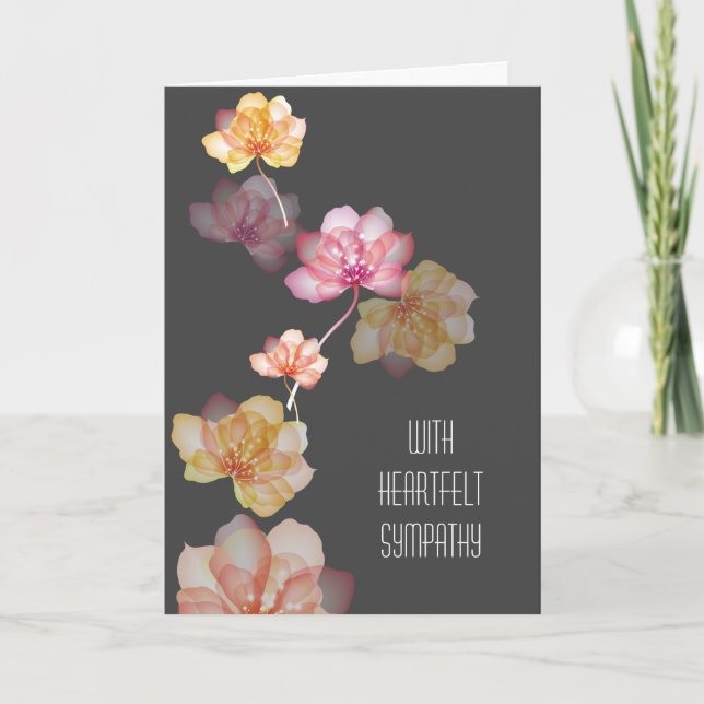 Tarjeta Flores brillantes en simpatía gris (Anverso)