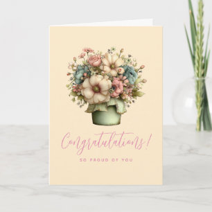 Tarjeta Flores caprichosas en una maceta de plantas Gradua