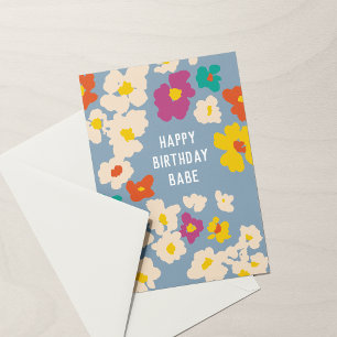 Tarjeta Flores coloridas en cualquier cumpleaños de edad