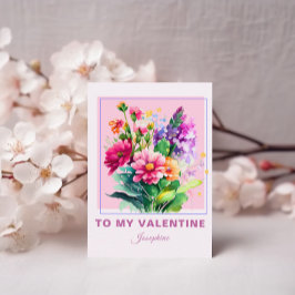 Tarjeta Flores Coloridas Para Mi El día de San Valentín De