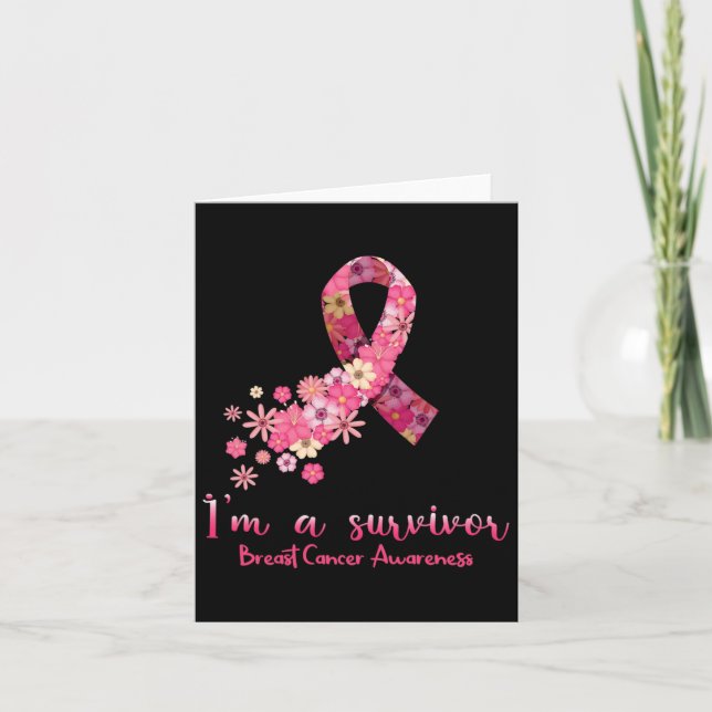 Tarjeta Flores Corazón, soy sobreviviente de cáncer de mam (Anverso)