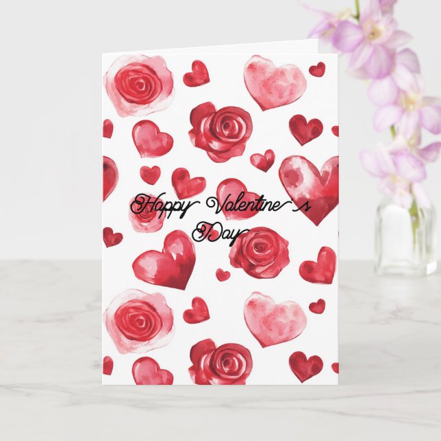 Tarjeta Flores Corazones Rojos Día de San Valentín (Orquídea)