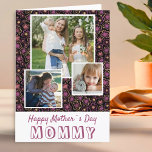 Tarjeta Flores cutáneos felices Día de la Madre 3 foto<br><div class="desc">Flores alegres y coloridas feliz Día de la Madre,  tarjeta fotográfica 3. Patrón de flores. Personaliza con 3 fotos y tu mensaje dentro. Puedes cambiar a mamá por mamá,  mamá... </div>