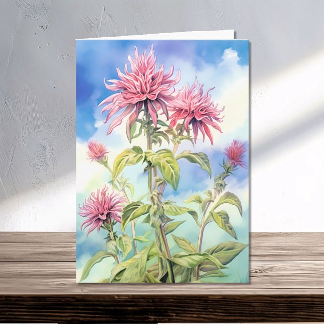 Tarjeta Flores de abeja en acuarela de verano (Subido por el creador)