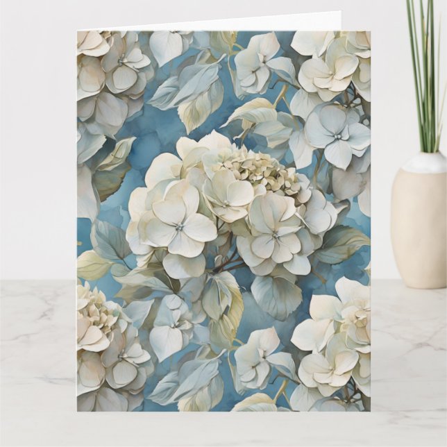 Tarjeta Flores de acuarela azul polvorientas y elegantes (Anverso)