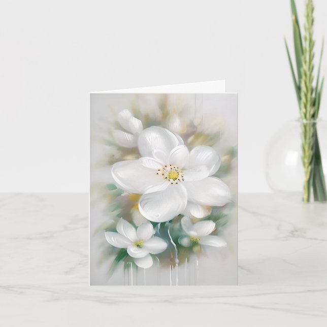 Tarjeta Flores de acuarela blancas personalizables (Anverso)
