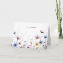 Tarjeta Flores de Acuarela Borde Inferior Flores Silvestre
