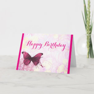 Tarjeta Flores de Acuarela con Cumpleaños de Mariposa