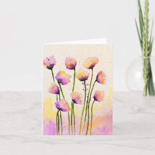Tarjeta Flores de acuarela con piedras