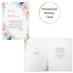 Tarjeta Flores de acuarela de primavera Verso de la Biblia