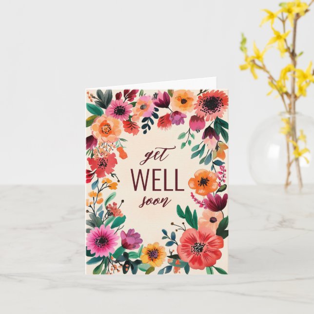 Tarjeta Flores de Acuarela en Negrita PRONTO PERSONALIZADO (flor amarilla)