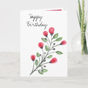 Tarjeta Flores de Acuarela Feliz Cumpleaños