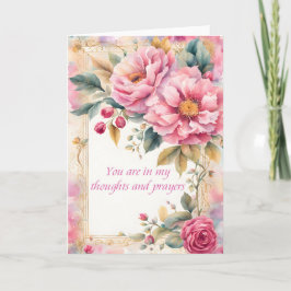 Tarjeta Flores de acuarela rosa pensamientos y oraciones