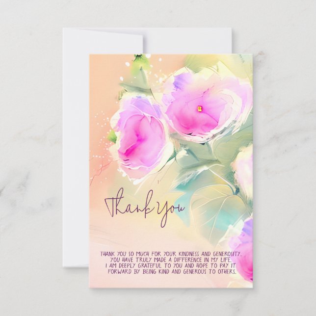Tarjeta Flores de acuarela rosa suave personalizables (Anverso)