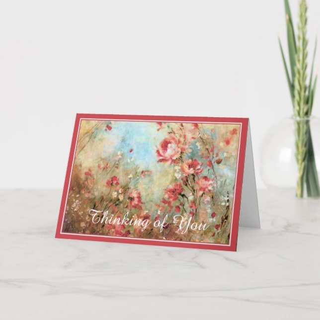 Tarjeta Flores de acuarela rosadas (Anverso)