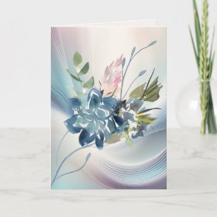 Tarjeta Flores de acuarela sobre remolino opalescente