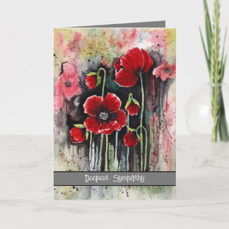 Tarjeta Flores De Adormidera En Acuarela